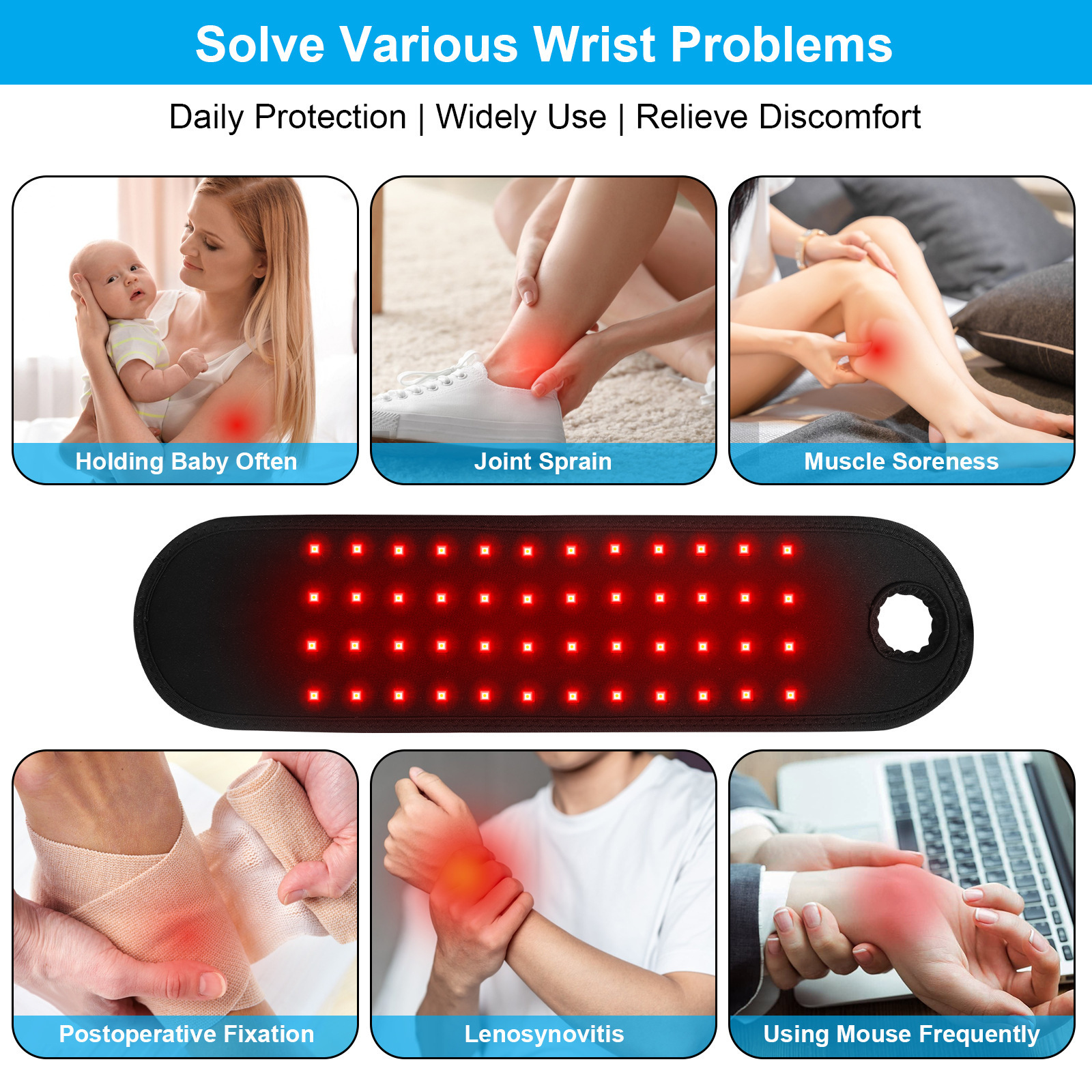 Cross-Border Best-Selling Red Light Wrist Strap Multi-Function Heating Red Light Infrared Tenosynotis Hot Compress Phototherapy Wrist Strap