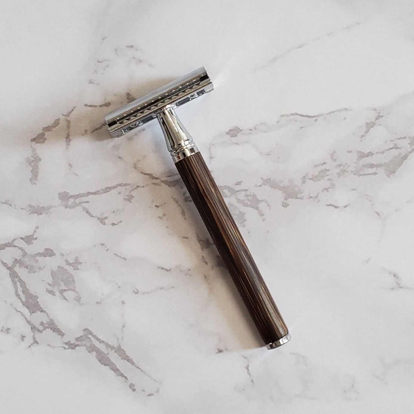 老式手动剃须刀 传统刮胡刀 双面剃须刀 金丝竹杆配锌合金金属头