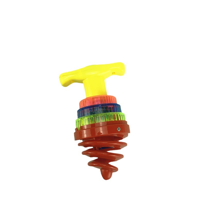 Children's Cool Colorful Flash Music Gyro Toy Winding Bouncing Rotating Sound and Light Gyro Toy Wholesale