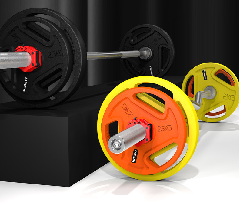 康斯特彩色杠铃片大孔杠铃套装家用举重健身房专业奥杆手抓哑铃片