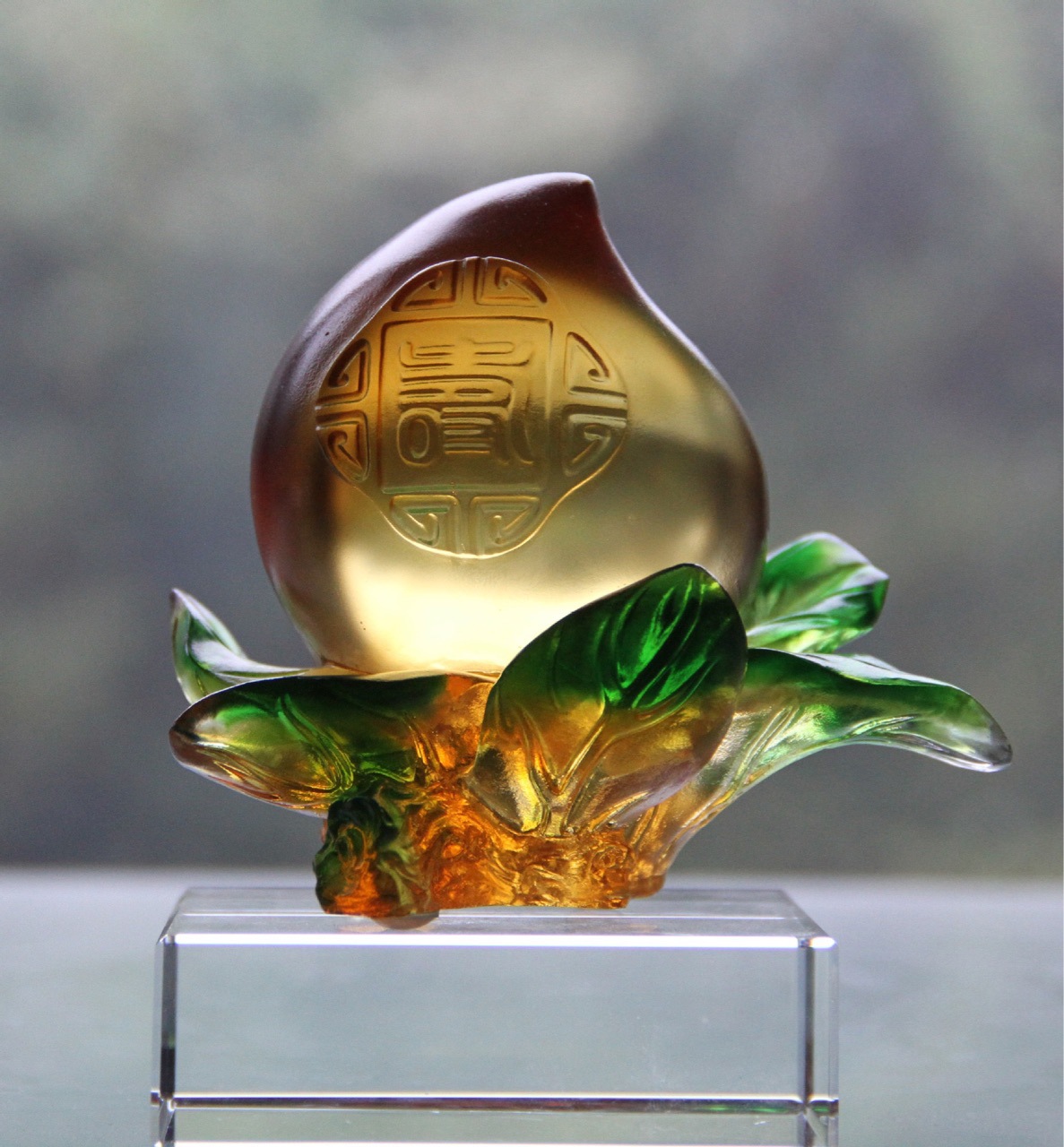 老寿星寿桃琉璃摆件工艺品长辈爷爷8090大寿祝寿礼品装饰品