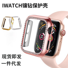 电镀单排钻手表壳适用苹果iwatch8镂空镶钻保护套ultra半包手表壳