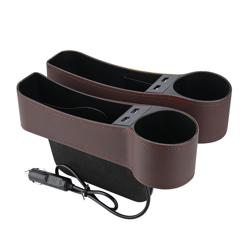 汽车座椅夹缝收纳盒缝隙储物盒手机充电双USB车载置物袋收纳盒