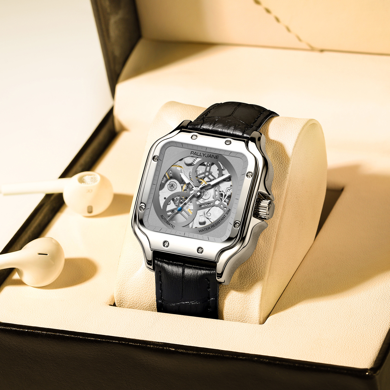 pallyjane帕丽杰克抖音快手全自动手表男机械表男士方形机械表