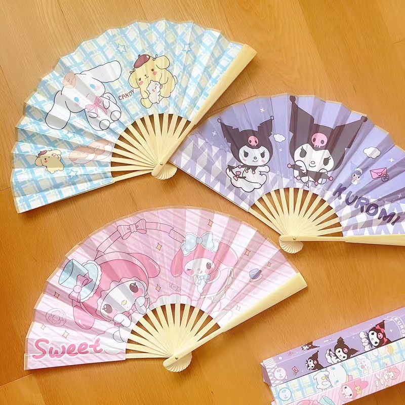 三力欧卡通折扇可爱小扇子少女心儿童小巧竹扇学生奖励小礼品夏日