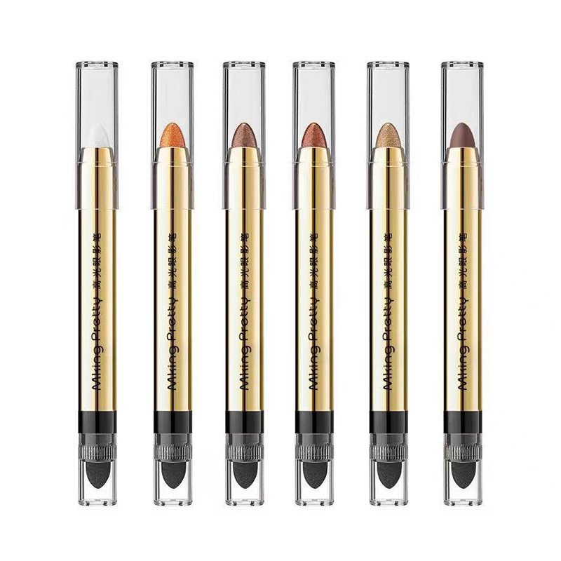 Lazy Highlight Eyeliner Pen Eye Shadow Pen Shadow Pearl Thin and Glittering Brightening Double-Headed Smudger Earth Color Waterproof Sweat-Proof