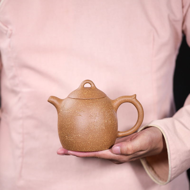 批发宜兴姜礼明紫砂壶黑泥扁龙瓢小茶壶家用手泡茶具礼品一件代发