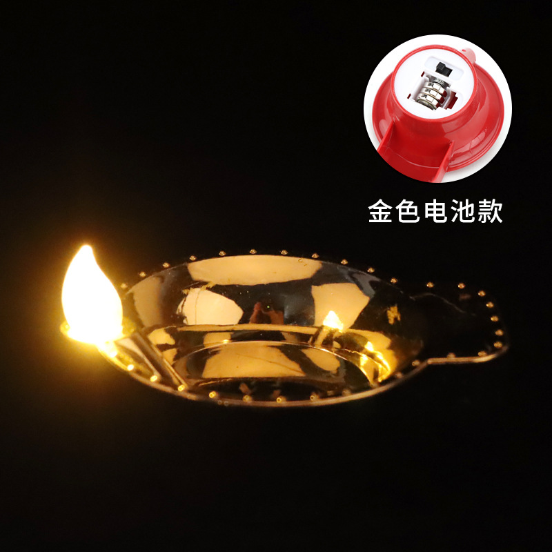 Simulation Led Candle Light Floating Oil Lamp Indian Street Lamp Water Sensing Row Light Festival Waterproof Diwali Wholesale