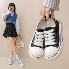 厚底帆布鞋女款增高可爱日系学生小白鞋2024新款大头休闲板鞋