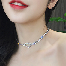 韩国东大门时尚满钻爱心项链短款锁骨链个性设计简约颈链网红颈饰