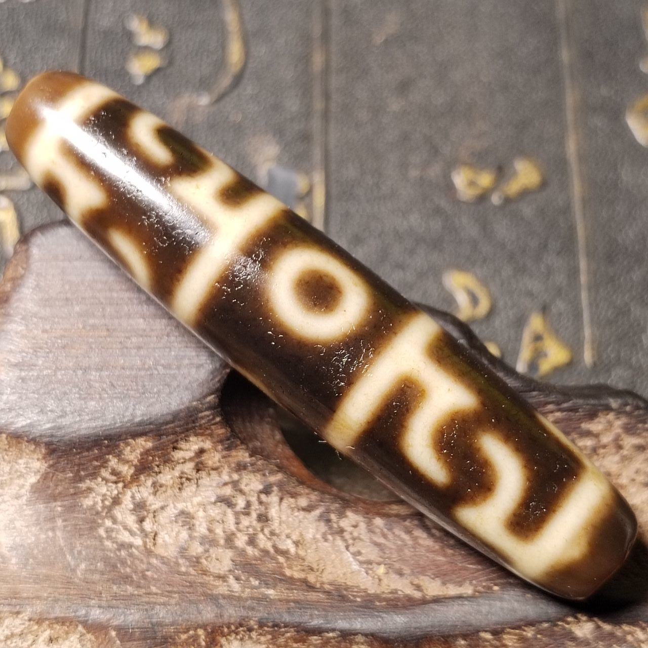 西藏饰品天然玛瑙马蹄纹风化莲师法器3眼天珠项链吊坠挂件diy配饰