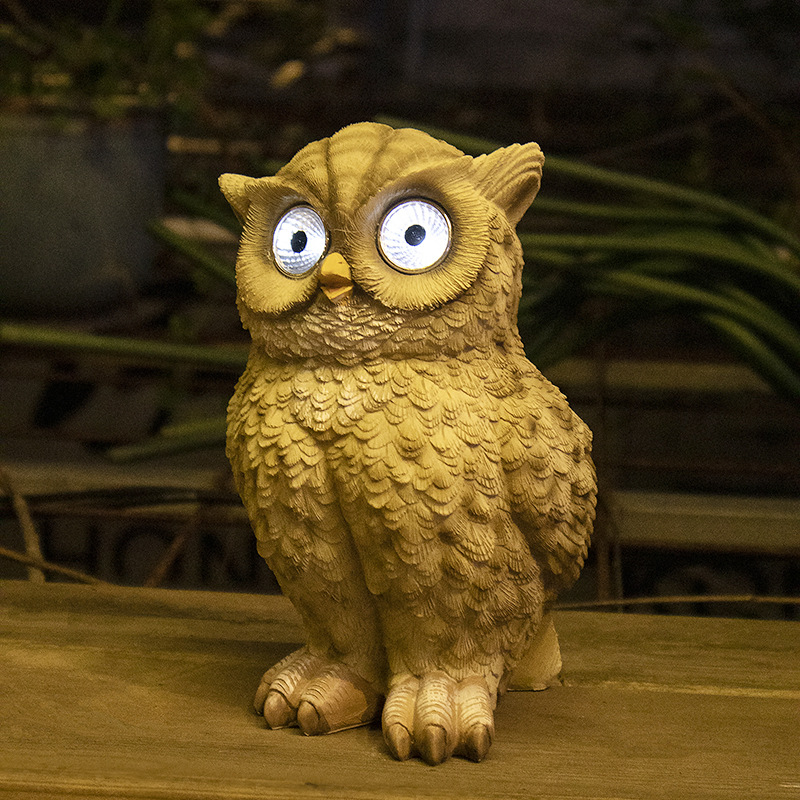 户外太阳能庭院灯动物雕塑猫头鹰花园雕像摆件草坪工艺品景观摆件
