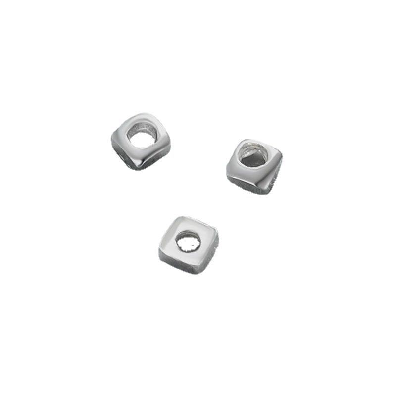 S925 Sterling Silver Mini Small Pieces of Silver Scattered Beads Diy Pearl Bracelet Necklace Small Square Spacer Accessory Material