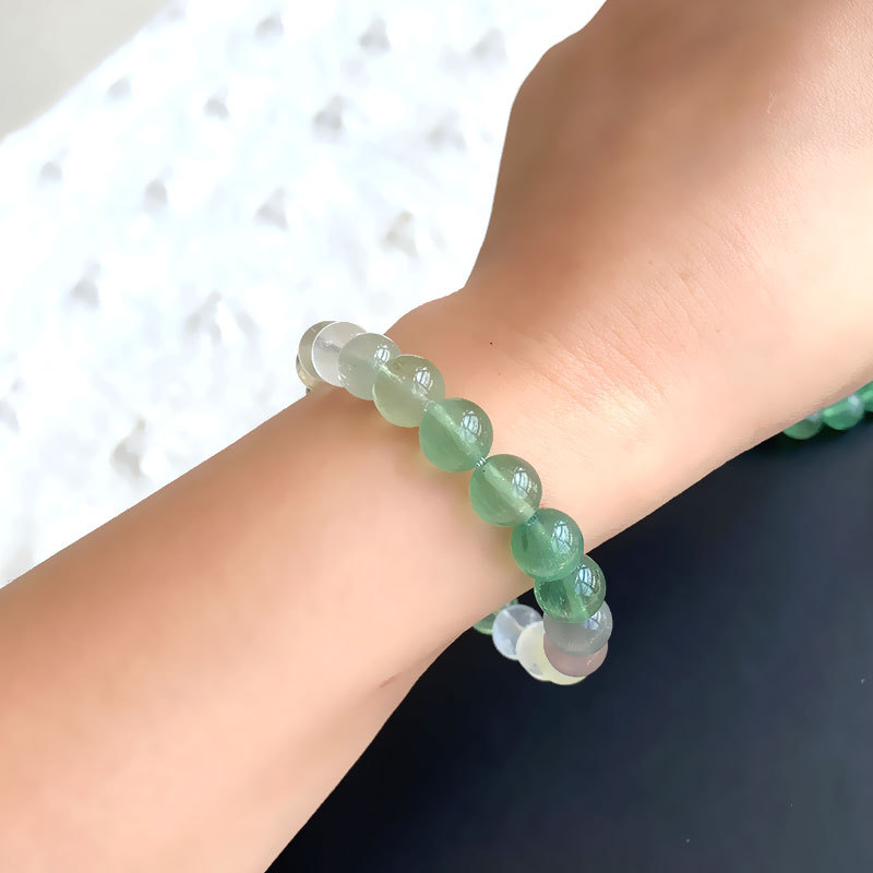 晶尧 翠艳色带萤石手串羽毛拉丝解理渐变色多圈天然水晶手链单圈