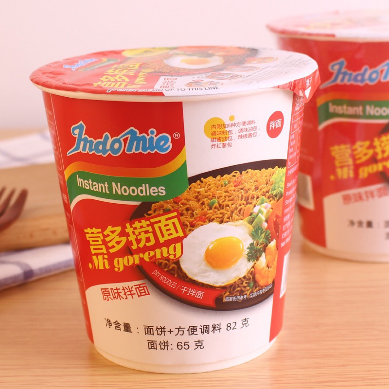印尼indomie营多捞面杯面速食泡面干拌面桶装方便面拉面82g 12杯