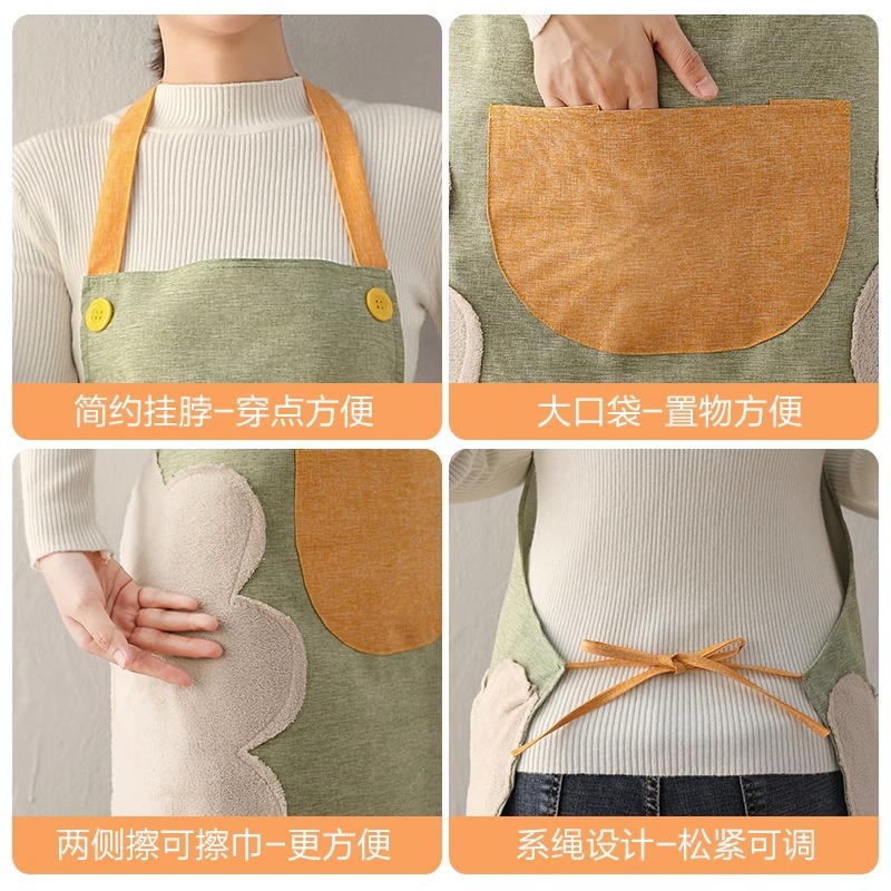 Xinyang Ion Little Bunny Apron Waterproof and Oil-Proof Kitchen Household Erasable Hand Apron Factory Processing Printing Heat Transfer Patch