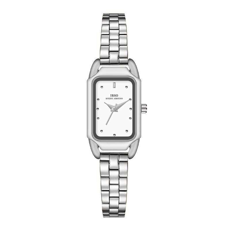 ibso爱彼思诺方形时尚钢带女表复古女士手表法式风格抖音直播爆款