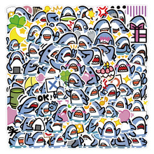 120张可爱鲨鱼表情包创意贴纸手机笔记本水杯行李箱防水 贴纸批发