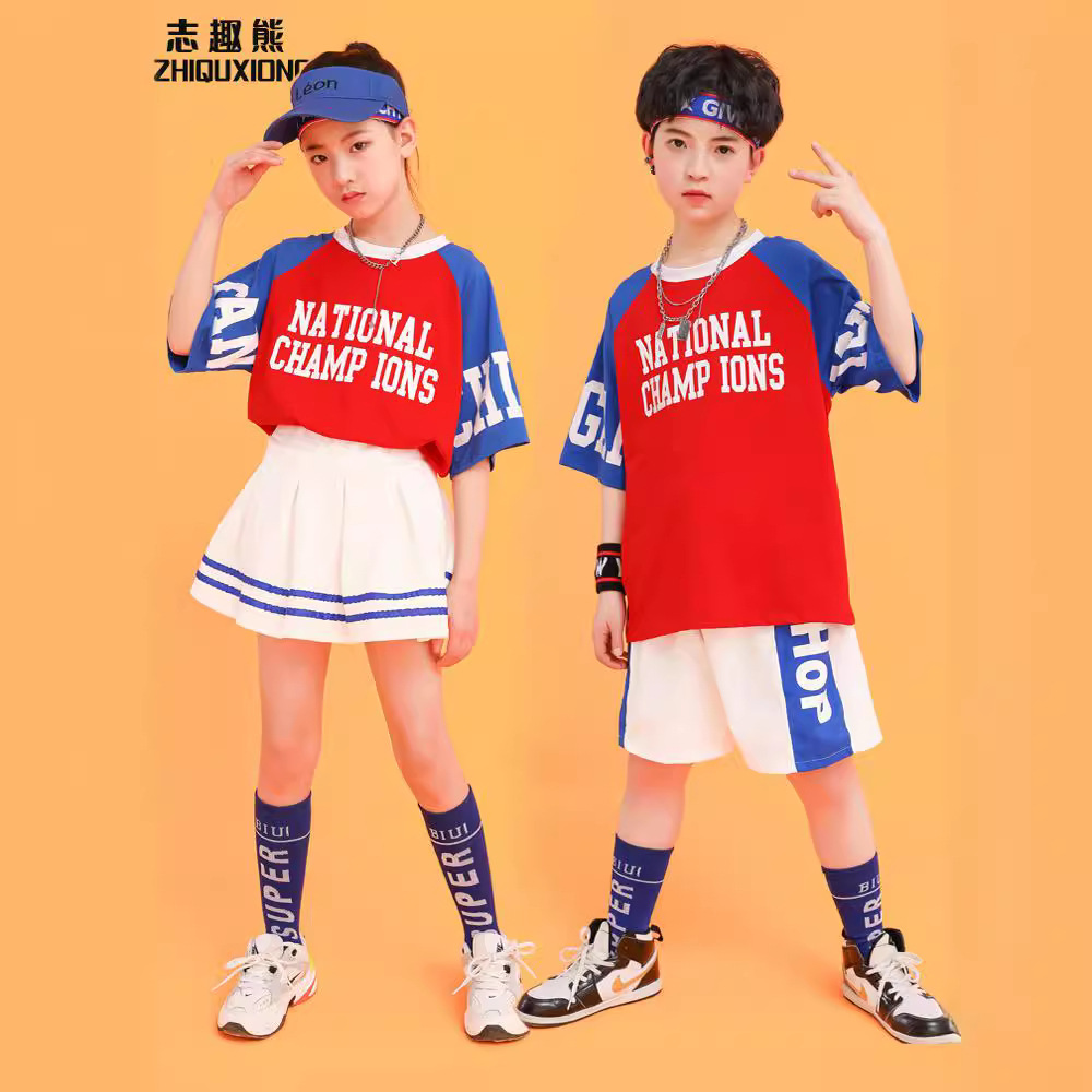 六一儿童啦啦队演出服班服幼儿园表演服街舞套装小学生运动会服装-阿