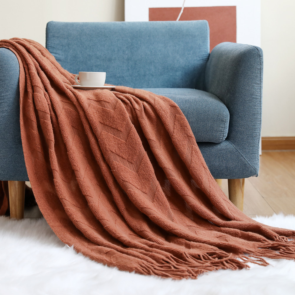 Sofa Blanket Blanket Herringbone Pattern Knitted Blanket Office Air Conditioning Nap Blanket Shawl Blanket Geometric Jacquard-Weave Blanket Towel