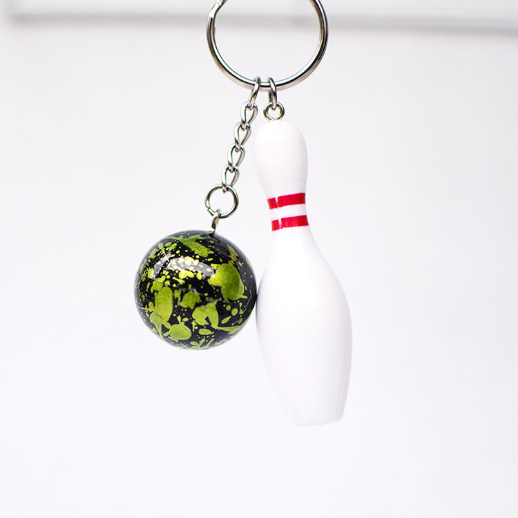 Simulation Bowling Key Pendants Sporting Goods White Bowling Sports Keychain Fans Souvenir