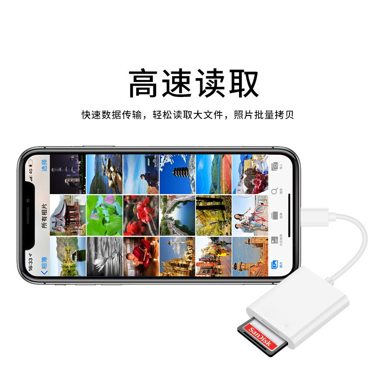 Applicable to Type-c Apple SD Card Reader Wholesale iPhone Memory Card TF OTG Adapter Cable Two-in-One