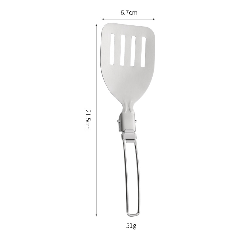 Outdoor Folding Kitchenware Set Camping Travel Portable 304 Stainless Steel Cooking Spatula Soup Spoon Cross-Border Kitchenware