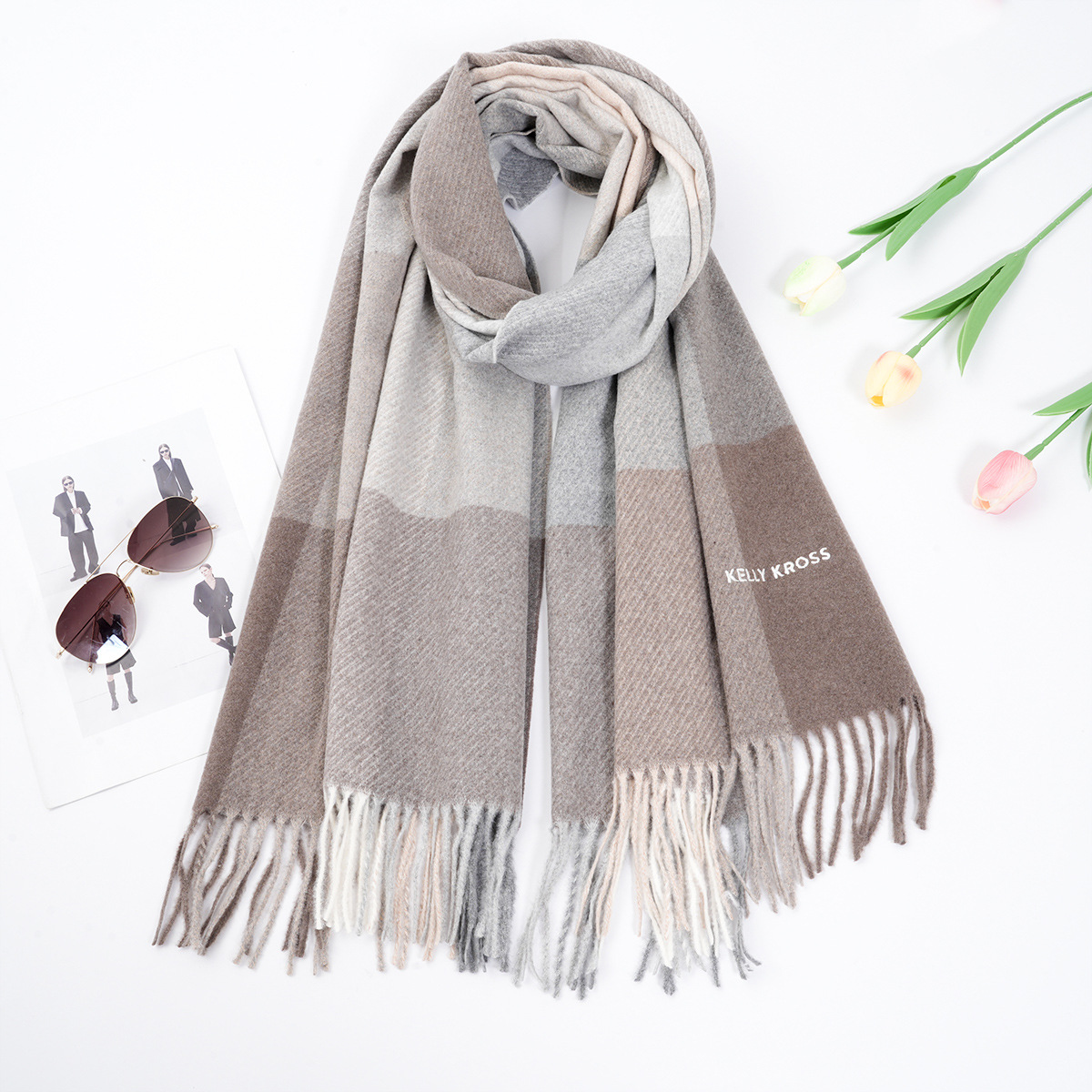 SOURCE Factory Winter Wool Scarf Cross-Border New Arrival Warm-Keeping and Cold-Proof Simple Fashion Tassel Women's Neck Warmer Shawl