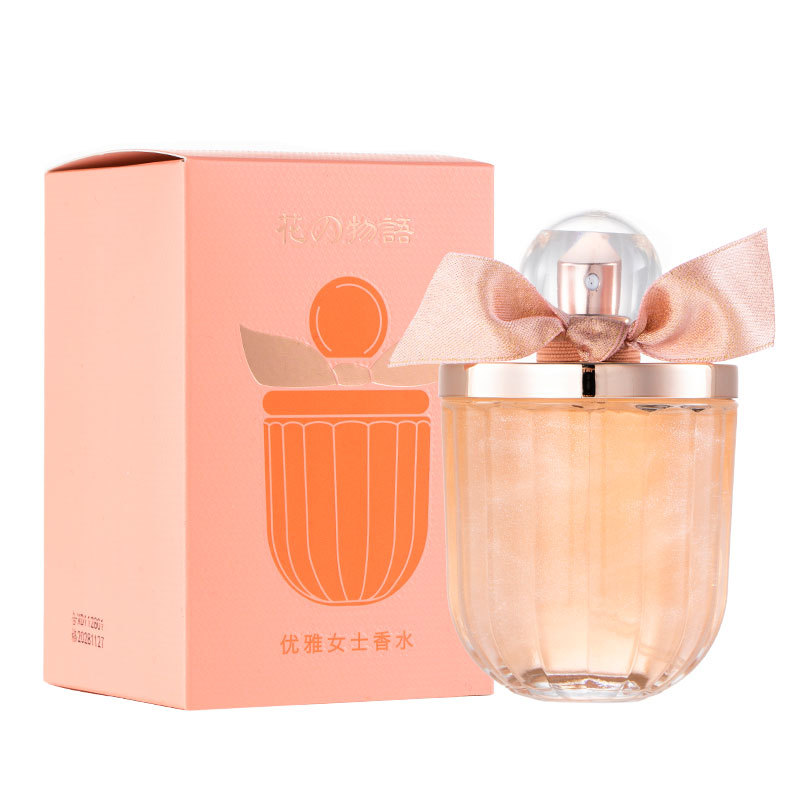 New Product Flower Words Perfume for Women 100ml Organge Flower Xipu Lasting Fragrance Quicksand Glitter Fragrance Cross-Border