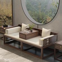 新中式推拉伸缩罗汉床茶桌椅组合小户型沙发现代简约实木榻老榆木