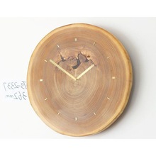 简约嵌铜实木年轮钟客厅装饰扫秒创意钟挂钟木质静音单品挂表