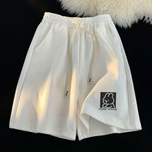 韩版潮流华夫格休闲运动短裤男女同款夏季oversize设计感五分裤子