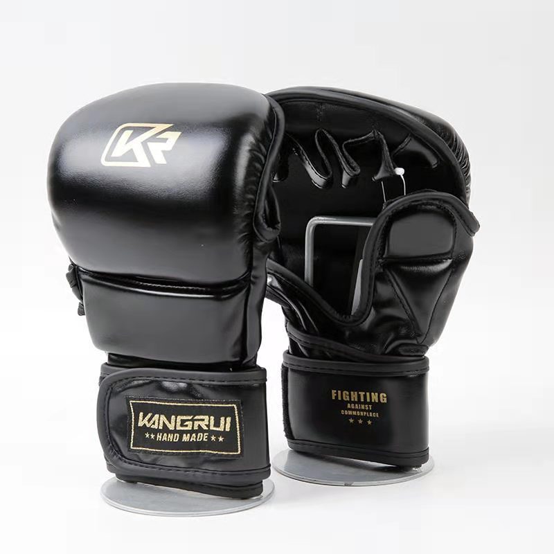 康瑞mma手套拳击手套弯式半指拳套散打搏击手套一件代发可定制