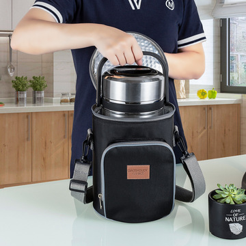 保温饭盒袋铝箔防水高颜值学生上班族圆形饭桶手提便携专用便当包