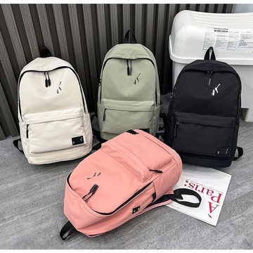 潮流时尚双肩包女韩版纯色字母电脑休闲背包初高中学生大容量书包