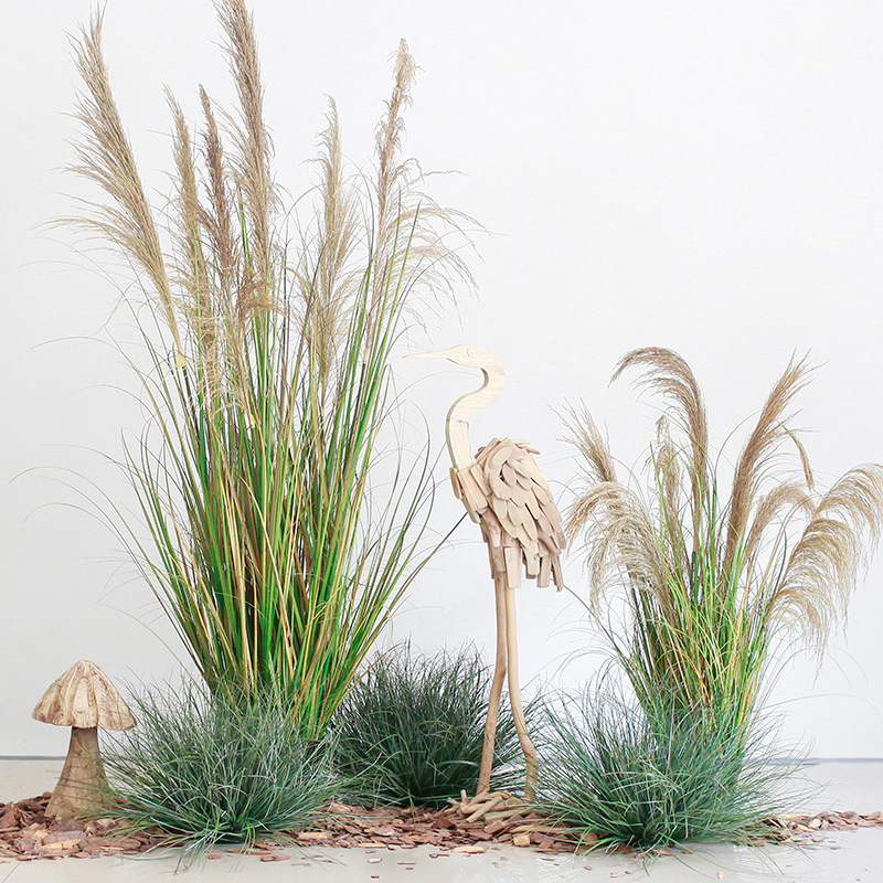 仿真绿植草垛草丛 室内植物景观造景搭配落地盆栽小草弯草蒲草堆