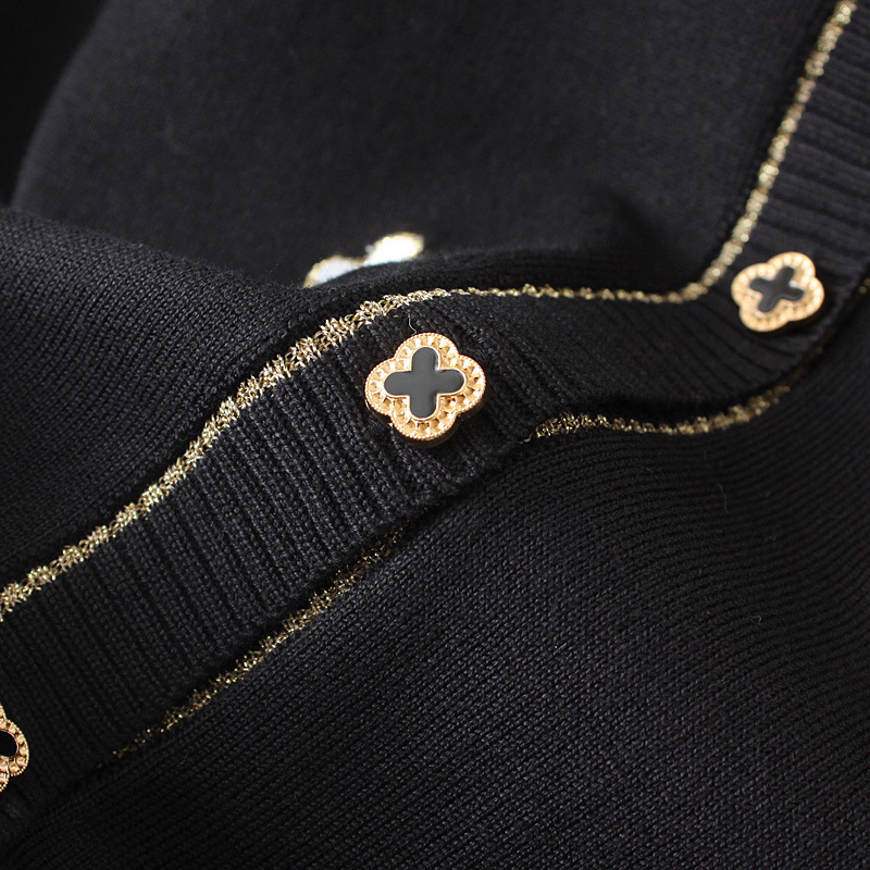 大码女装胖女孩显瘦减龄绣花针织外套秋季百搭休闲毛衣开衫421087