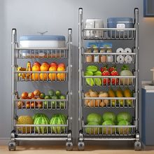 厨房移动不锈钢置物架微波炉收纳架子放水果蔬菜篮子储物架速卖通