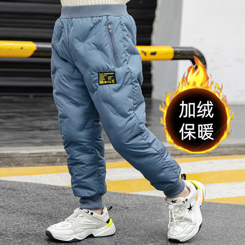 男童棉裤冬季加绒加厚羽绒保暖裤一条过冬外穿新款中大童夹棉裤子