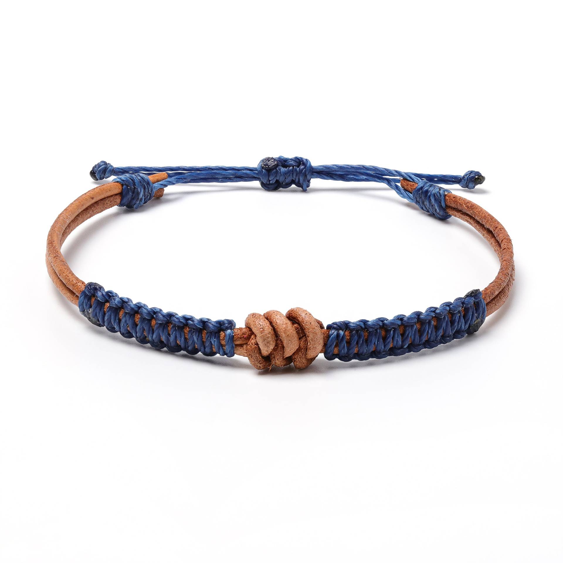 欧美新款手饰复古风植鞣皮蜡线手工编织手链 金刚结手绳冲浪手环