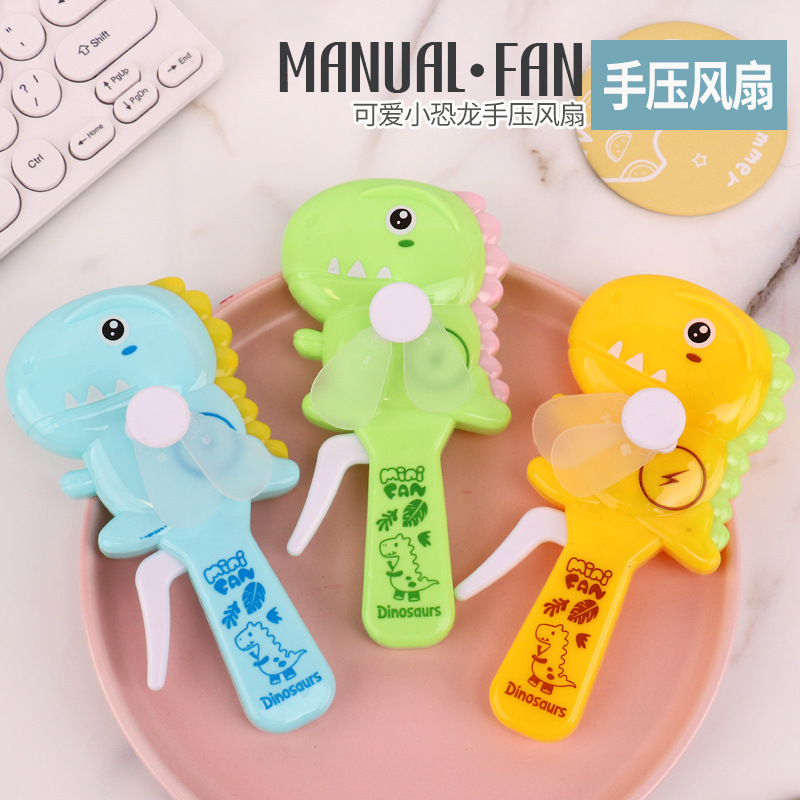 Small Dinosaur Hand Pressure Fan Portable Children's Toy Cartoon Fan Promotional Gifts Factory Direct Sales