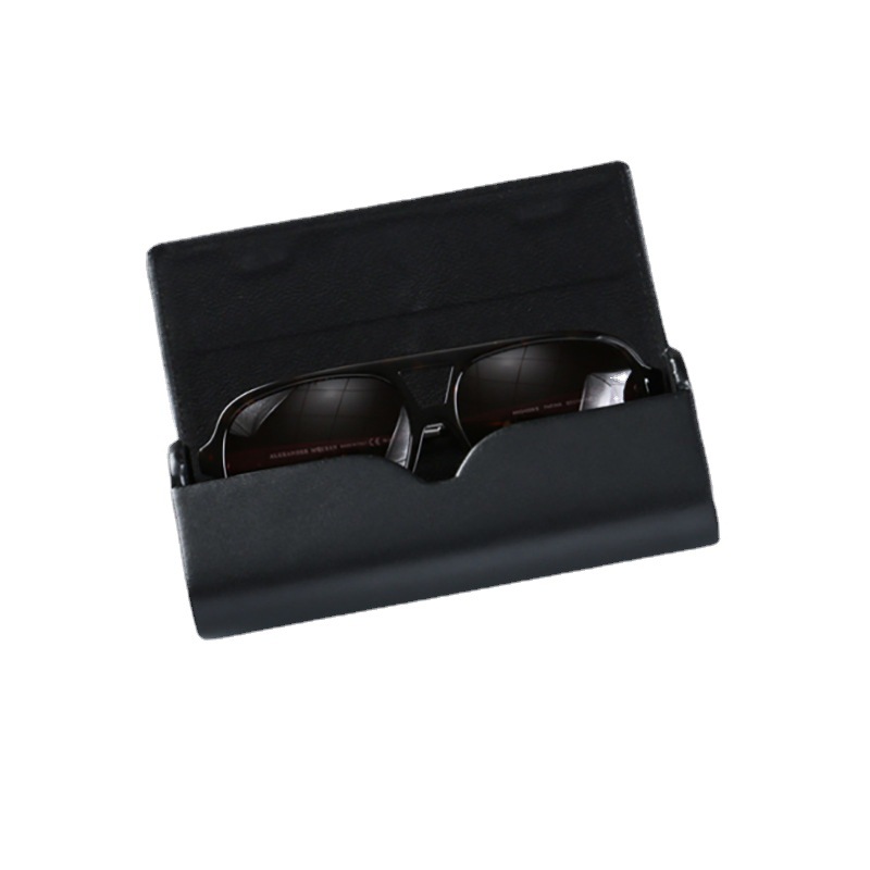 Glasses Case Girl Portable and Simple Leather Anti-Pressure Vintage Myopia Eye Box Sunglasses Case Boys Printed Logo