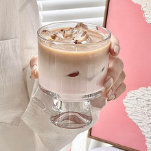 小众高脚甜品玻璃杯ins风家用高颜值可爱女拿铁咖啡杯酸奶饮品杯