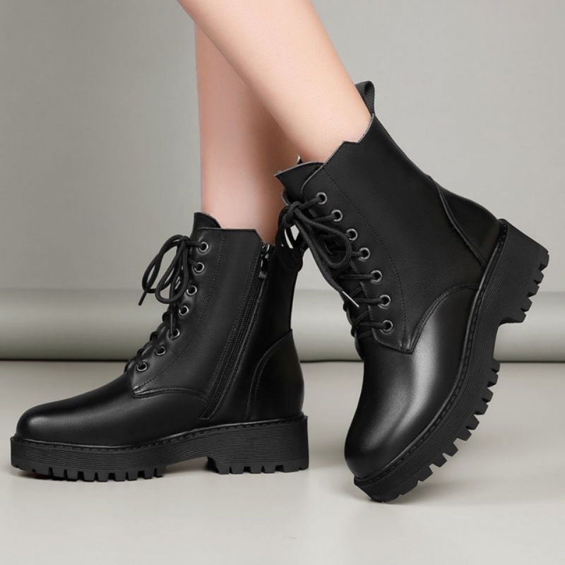 皮马丁靴女冬加绒加厚短靴东北雪地靴皮毛一体女鞋厚底羊毛棉