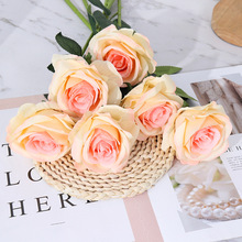 单支塑料仿真人造玫瑰假花花束婚礼手捧花家庭办公室摆件装饰花