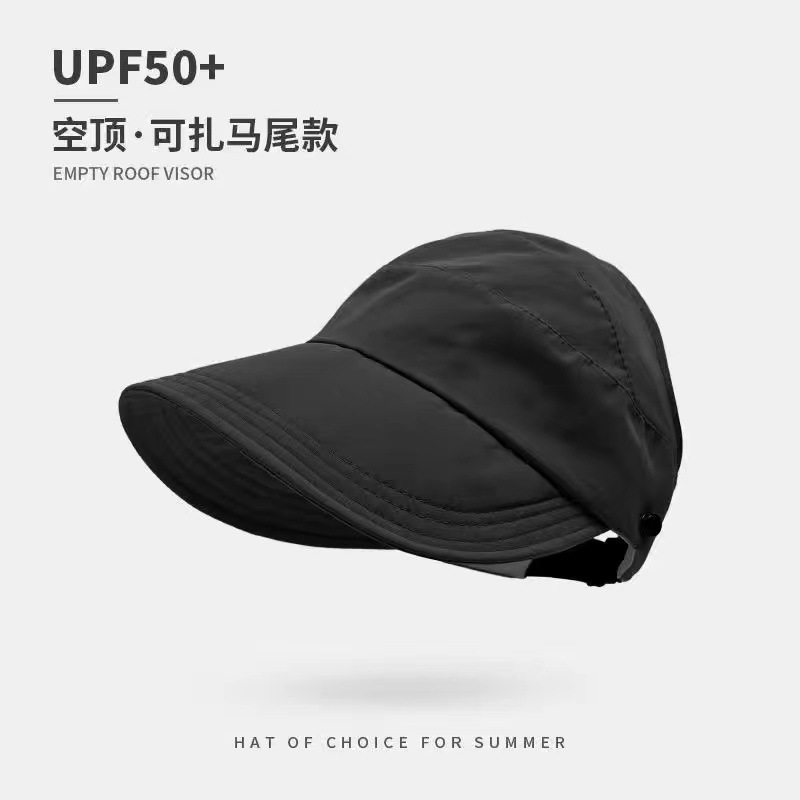 Spring and Summer Female Online Influencer Uv Protection Duck Tongue Topless Hat Outdoor Sports Quick-Drying Sun Hat Can Tie Ponytail Sun Protection Hat