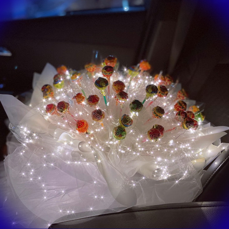 棒棒糖花束diy材料全套发光透明包装纸小红书零食圣诞节糖果花束