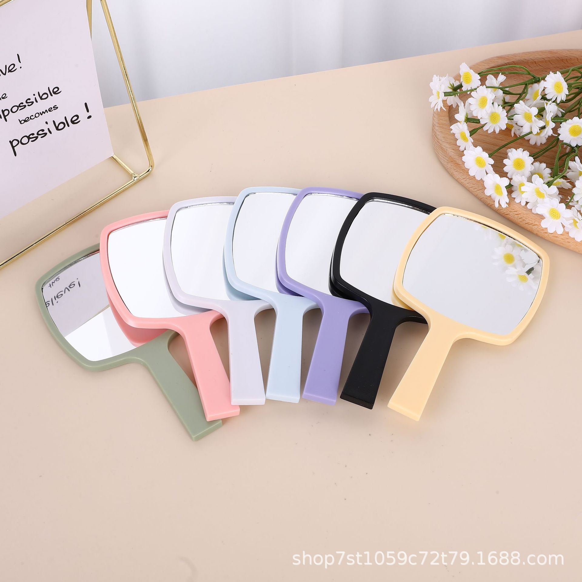 化妆镜手持镜子折叠儿童家用手柄便携广告LOGO梳妆梳妆台