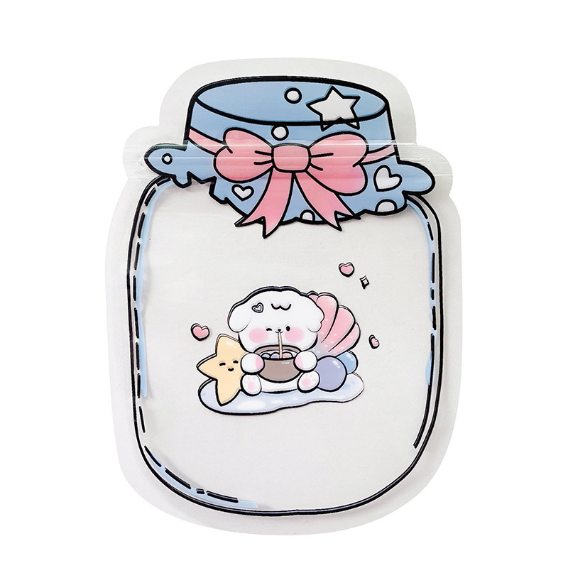 Cute Cartoon Ziplock Bag Soft and Adorable Snack Candy Ziplock Bag Girl Heart Jewelry Barrettes Small Items Storage Bag