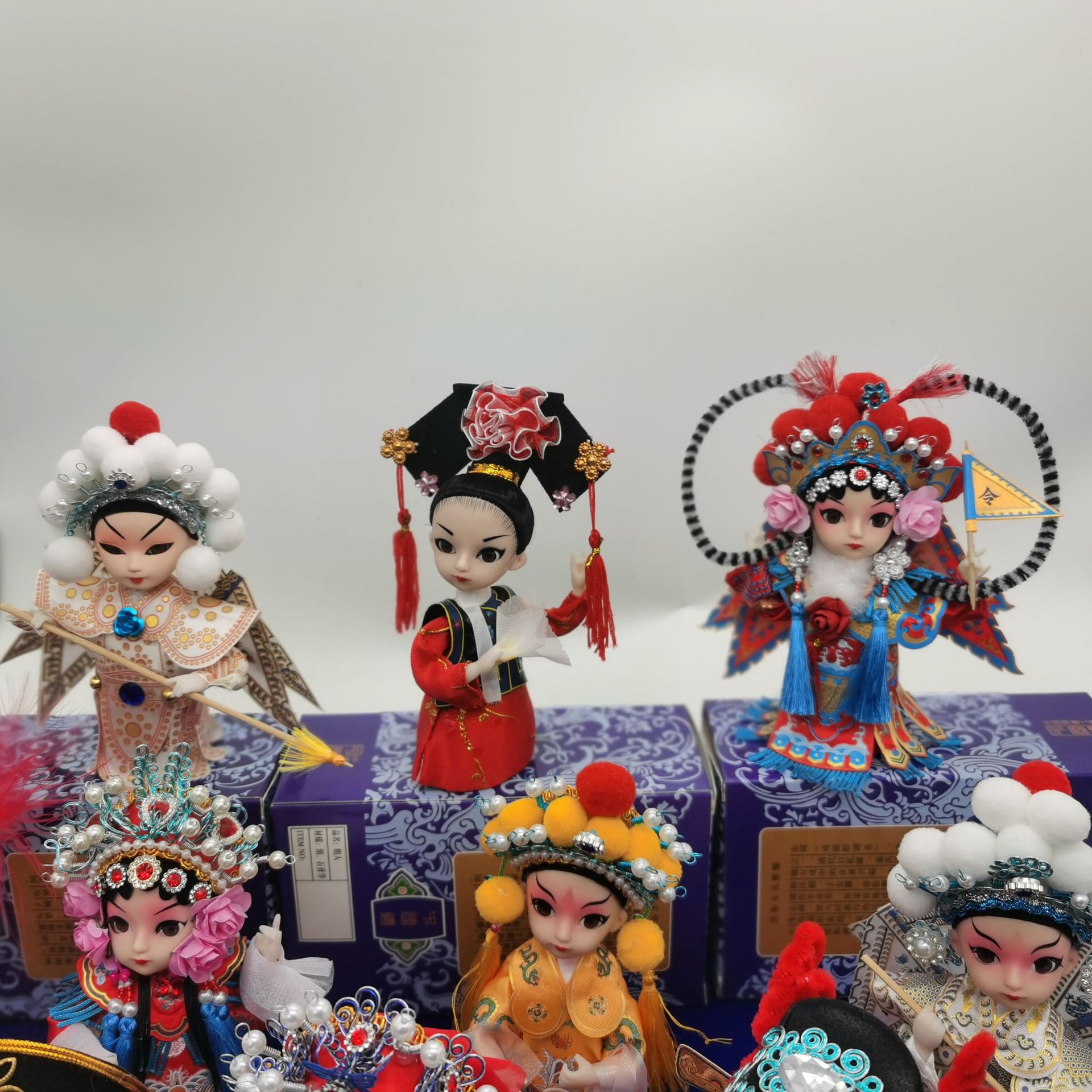 中国风礼品q版京剧戏曲娃娃装饰脸谱diy材料包绢人车载摆件